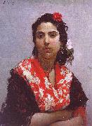   Raimundo de Madrazo y  Garreta A Gypsy painting